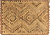 handmade Geometric Kilim Gray Brown Hand-Woven RECTANGLE 100% WOOL area rug 3' x 4'