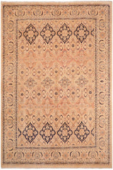 Traditional Kashan Mattie Beige Blue Hand Knotted Area rugs 8 x 10