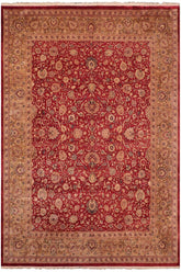 Traditional Agra Irma Red Gold Hand Knotted Area rugs 8 x 10