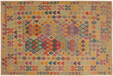handmade Geometric Kilim Beige Red Hand-Woven RECTANGLE 100% WOOL area rug 7 x 10