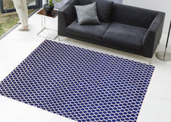 handmade Modern Modern Blue Ivory Hand Knotted RECTANGLE WOOL&VISCOU area rug 6' x 9'
