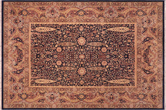 handmade Traditional Sarook Blue Aubergine Hand Knotted RECTANGLE 100% WOOL area rug 8' x 10'
