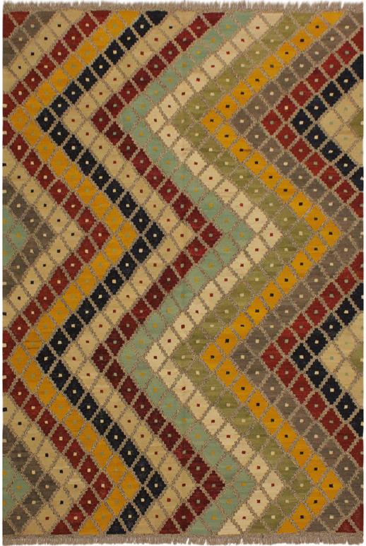 Flat Weave Kilim Antique Navaho Vintage handmade Modern Kilim Gray Beige Hand-Woven Rectangle 100% Wool Area Rug 5x7