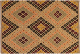 handmade Geometric Kilim Tan Beige Hand-Woven RECTANGLE 100% WOOL area rug 5 x 7
