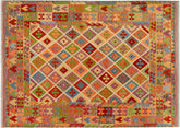 handmade Geometric Kilim Purple Blue Hand-Woven RECTANGLE 100% WOOL area rug 8 x 10