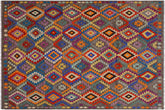 handmade Geometric Kilim Brown Blue Hand-Woven RECTANGLE 100% WOOL area rug 7 x 10
