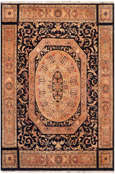 Traditional Tamour Nora Blue Tan Hand Knotted Area rugs 8 x 11