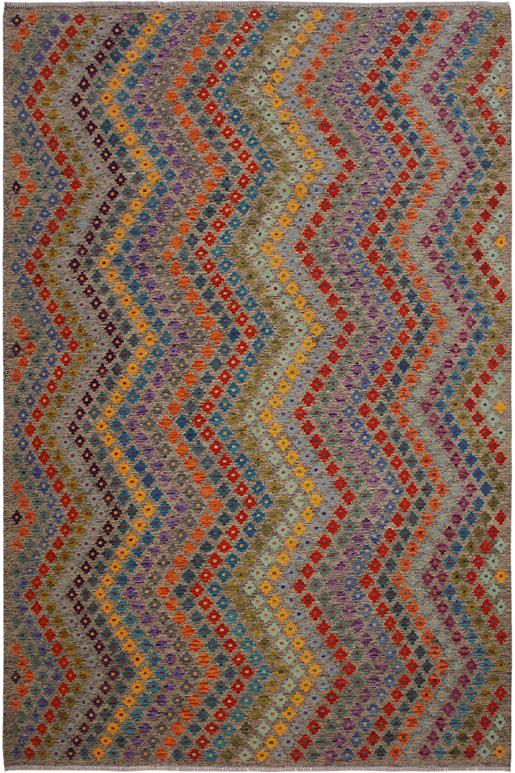 Flat Weave Kilim Antique Navaho Vintage handmade Modern Kilim gray Blue Hand-Woven Rectangle 100% Wool Area Rug 8x11