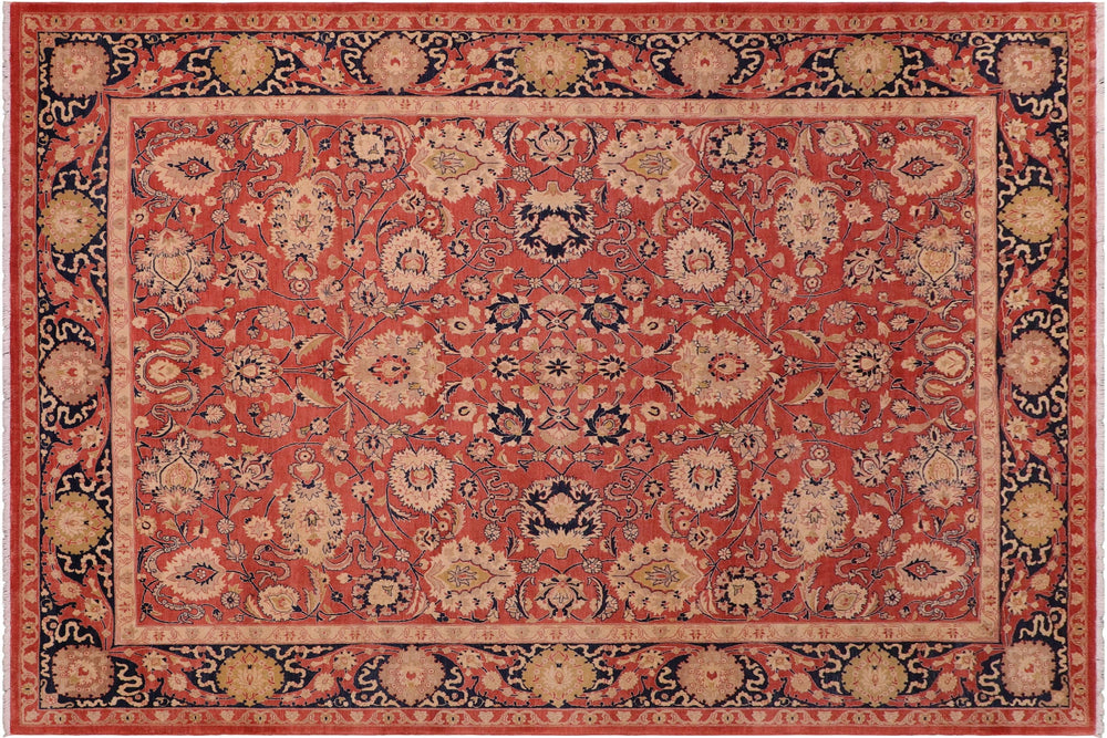 handmade Traditional Kafkaz Rose Blue Hand Knotted RECTANGLE 100% WOOL area rug 8' x 10'