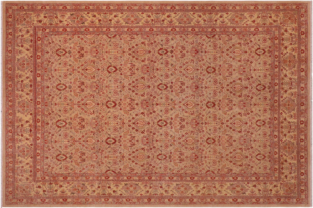 handmade Transitional Lahore Lt. Tan Tan Hand Knotted RECTANGLE 100% WOOL area rug 8' x 10'