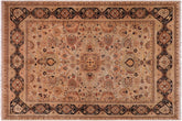 handmade Traditional Lahore Tan Black Hand Knotted RECTANGLE 100% WOOL area rug 8' x 10'