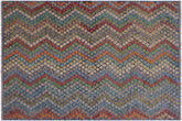 handmade Modern Kilim Blue Red Hand-Woven RECTANGLE 100% WOOL area rug 7x10