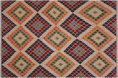handmade Geometric Kilim Gray Red Hand-Woven RECTANGLE 100% WOOL area rug 9 x 10