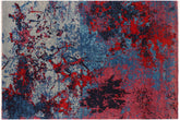 handmade Modern Kafkaz Blue Red Hand Knotted RECTANGLE 100% WOOL area rug 8' x 10'