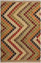 Flat Weave Kilim Antique Navaho Vintage handmade Modern Kilim Gray Brown Hand-Woven Rectangle 100% Wool Area Rug 5x7