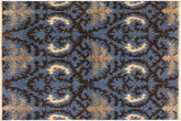 handmade Modern Cianna Lt. Blue Charcoal Hand Knotted RECTANGLE WOOL&VISCOU area rug 4' x 6'