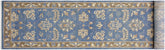 handmade Traditional Kafkaz Lt. Blue Brown Hand Knotted RUNNER 100% WOOL area rug 3' x 12'