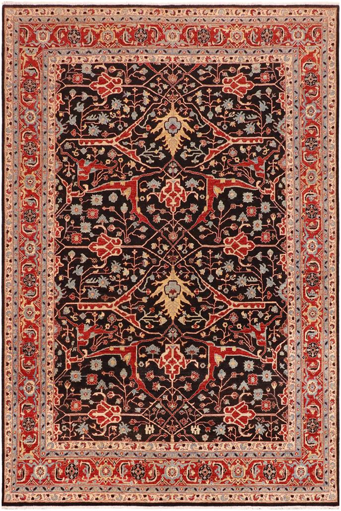 handmade Transitional Kafkaz Black Blue Hand Knotted RECTANGLE 100% WOOL area rug 10 x 14