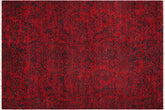 handmade Modern Kafkaz Red Charcoal Hand Knotted RECTANGLE 100% WOOL area rug 6' x 9'