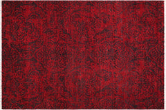 handmade Modern Kafkaz Red Charcoal Hand Knotted RECTANGLE 100% WOOL area rug 6' x 9'