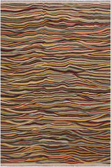 Flat Weave Kilim Antique Navaho Vintage handmade Modern Kilim Beige Blue Hand-Woven Rectangle 100% Wool Area Rug 6x8