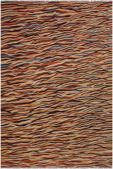 Flat Weave Kilim Antique Navaho Vintage handmade Modern Kilim Beige Red Hand-Woven Rectangle 100% Wool Area Rug 8x10