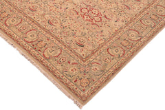 handmade Transitional Kashan Tan Gray Hand Knotted RECTANGLE 100% WOOL area rug 8' x 10'
