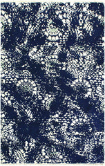 handmade Modern Abstract Blue Ivory Hand Knotted RECTANGLE WOOL&SILK area rug 4 x 6