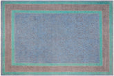 handmade Over Dyed Over Dyed Blue Brown Hand Knotted RECTANGLE 100% WOOL area rug 8' x 10'