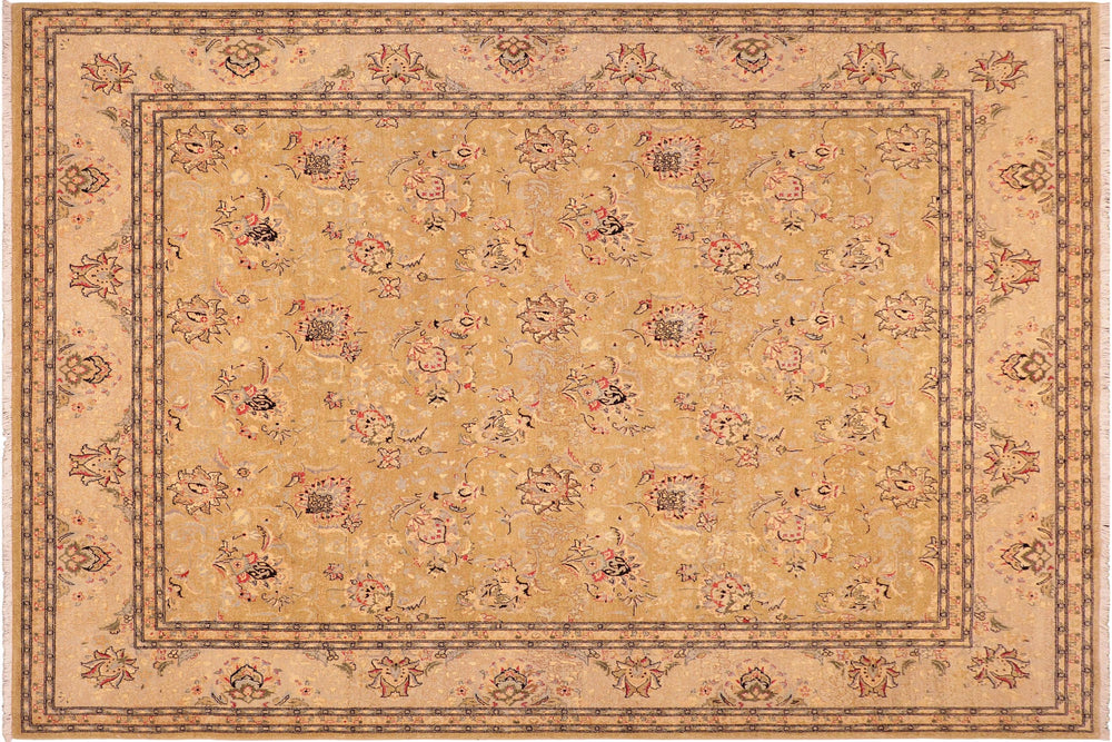handmade Transitional Gold Gray Hand Knotted RECTANGLE 100% WOOL area rug 8' x 10'