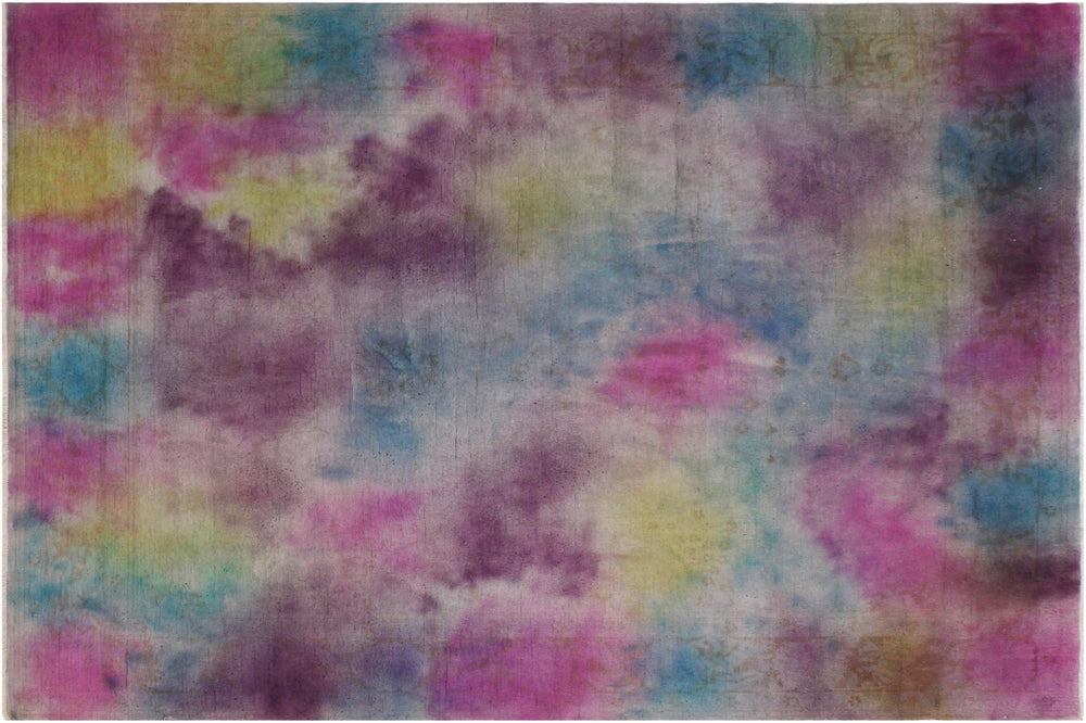 handmade Over Dyed Over Dyed Pink Yellow Hand Knotted RECTANGLE 100% WOOL area rug 8' x 10'