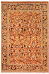 Traditional Agra Ramona Orange Gray Hand Knotted Area rugs 8 x 10