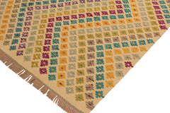Flat Weave Kilim Antique Navaho Vintage handmade Modern Kilim Beige Purple Hand-Woven Rectangle 100% Wool Area Rug 5x7