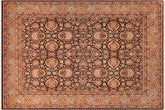 handmade Traditional Lahore Brown Gray Hand Knotted RECTANGLE 100% WOOL area rug 8' x 10'