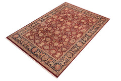 Semi-Antique Claire Red/Blue Wool Rug - 7'11'' x 10'2''