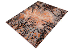 handmade Modern Kafkaz Black Orange Hand Knotted RECTANGLE 100% WOOL area rug 6 x 9