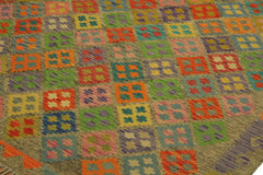 Flat Weave Kilim Antique Navaho Vintage handmade Geometric Kilim Brown Rust Hand-Woven Rectangle 100% Wool Area Rug 6x8