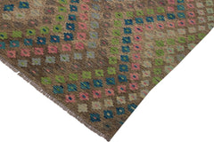 Flat Weave Kilim Antique Navaho Vintage handmade Modern Kilim Gray Green Hand-Woven Rectangle 100% Wool Area Rug 6x8