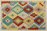 handmade Geometric Kilim Beige Blue Hand-Woven RECTANGLE 100% WOOL area rug 3 x 4