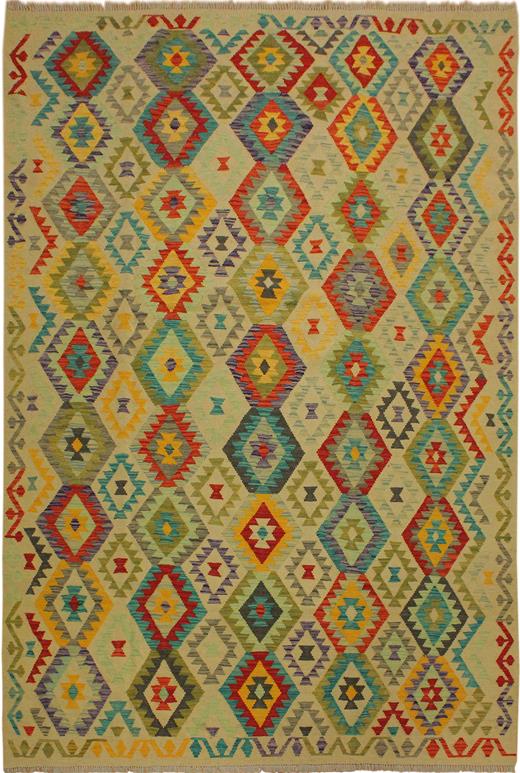 Flat Weave Kilim Antique Navaho Vintage handmade Geometric Kilim Beige Red Hand-Woven Rectangle 100% Wool Area Rug 7x10