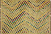 handmade Modern Kilim Beige Blue Hand-Woven RECTANGLE 100% WOOL area rug 7x10