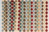 handmade Geometric Moroccan Hi Beige Blue Hand Knotted RECTANGLE 100% WOOL area rug 5' x 8'