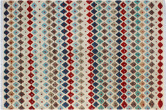 handmade Geometric Moroccan Hi Beige Red Hand Knotted RECTANGLE 100% WOOL area rug 9' x 12'