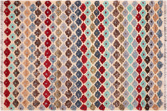 handmade Geometric Moroccan Hi Beige Blue Hand Knotted RECTANGLE 100% WOOL area rug 6' x 9'
