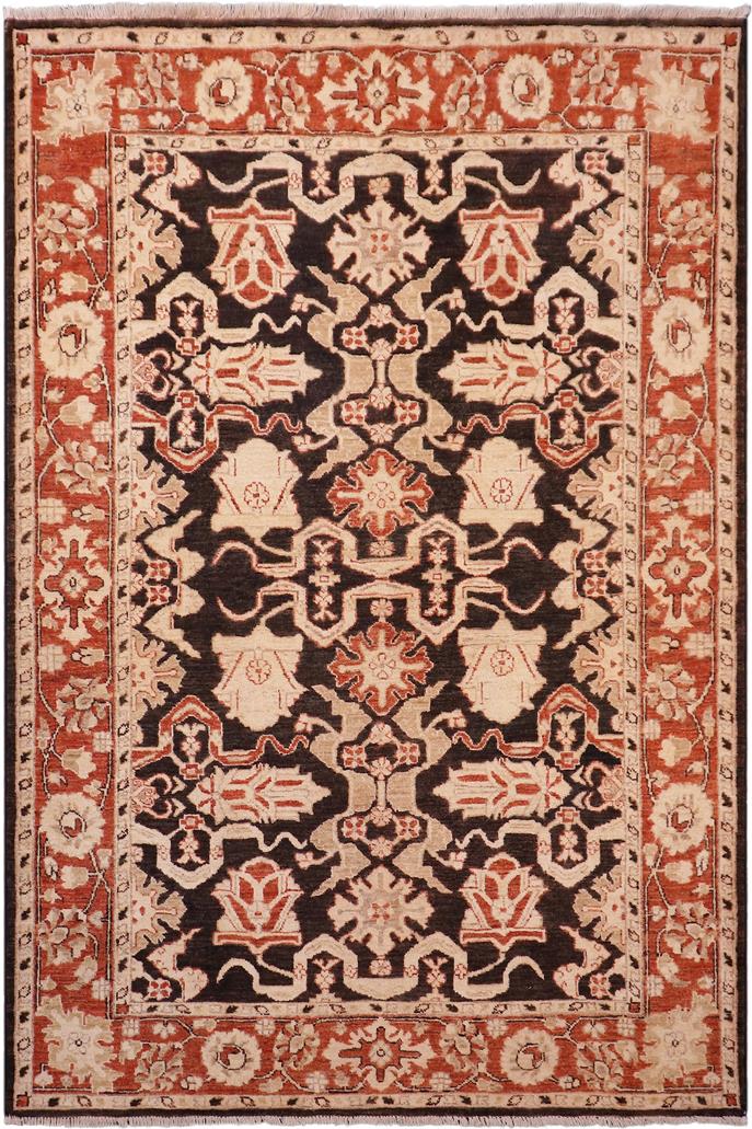 handmade Traditional Kafkaz Black Rust Hand Knotted RECTANGLE 100% WOOL area rug 5 x 6