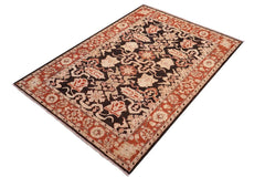 handmade Traditional Kafkaz Black Rust Hand Knotted RECTANGLE 100% WOOL area rug 5 x 6