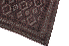 handmade Modern Kilim Brown Gray Hand-Woven RECTANGLE 100% WOOL area rug 7' x 10'
