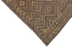 Flat Weave Kilim Antique Navaho Vintage handmade Geometric Kilim Tan Brown Hand-Woven Rectangle 100% Wool Area Rug 5x7