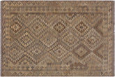 handmade Modern Kilim Tan Brown Hand-Woven RECTANGLE 100% WOOL area rug 5' x 7'