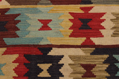 handmade Geometric Kilim Beige Blue Hand-Woven RECTANGLE 100% WOOL area rug 5 x 7